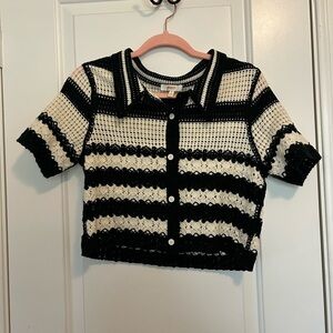 Peach crochet button up top